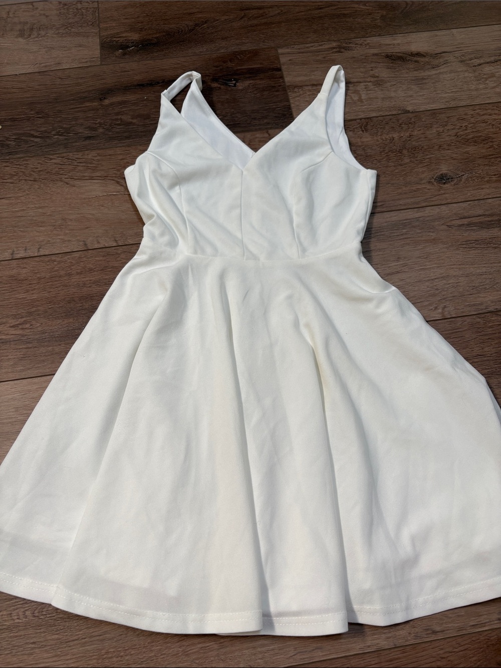 Lulu's White V-Neck Skater Mini Dress Lined